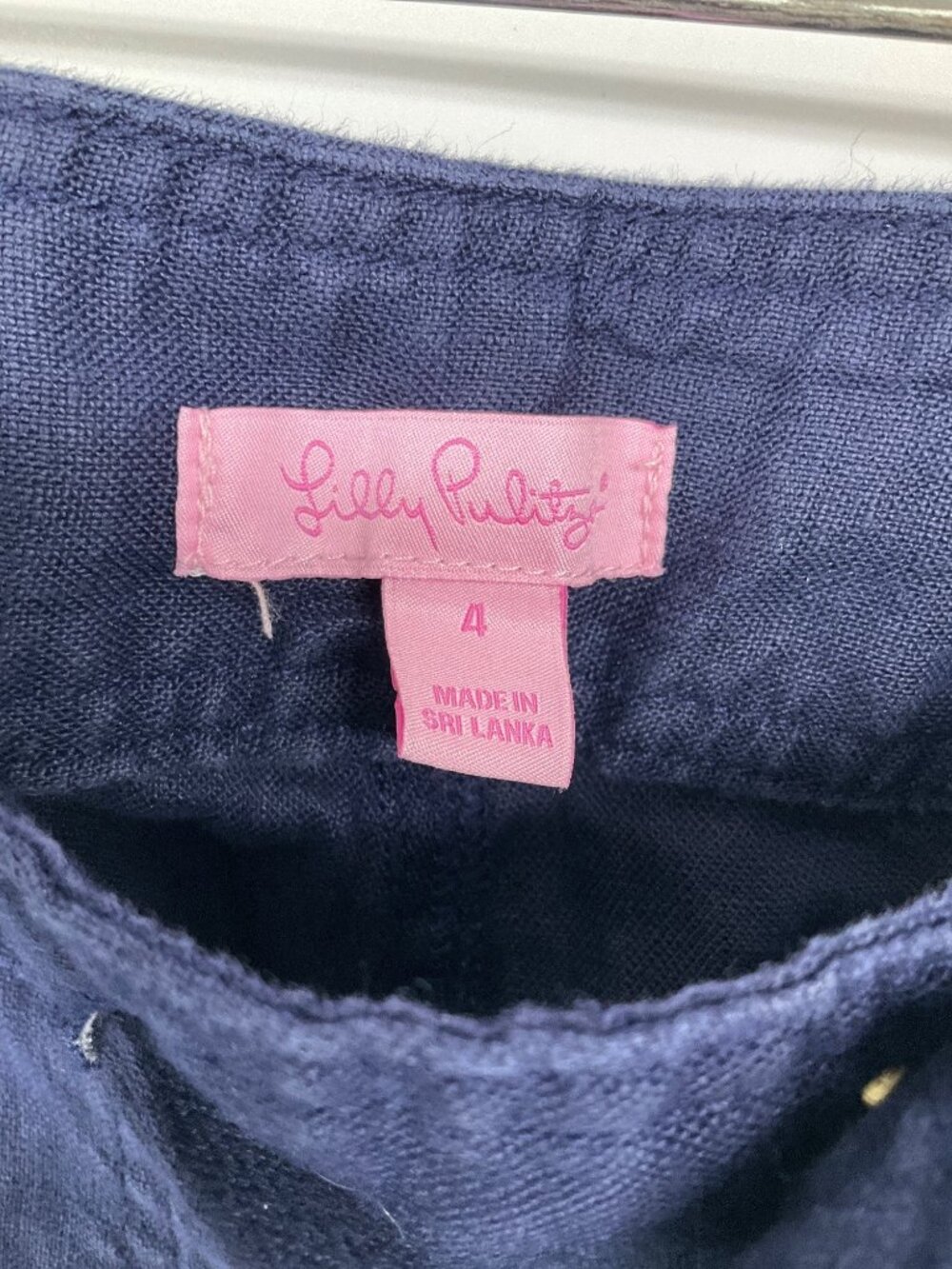 Lilly Pulitzer Galley Pants size 4 True Navy Blue 100%‎ Linen Women's - Picture 5 of 9